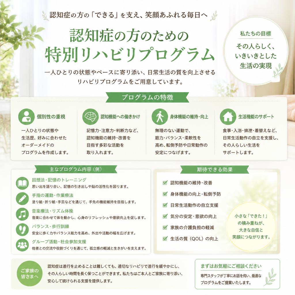 認知症ケアに特化したプログラム